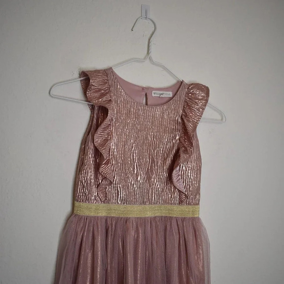 Nannette Kids Pink Dress Metallic Sz 6X Sparkly Tulle Party Princess Ballerina - Picture 5 of 16